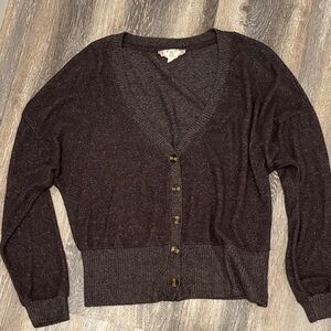 Pink Rose Dark Brown Cardigan Sweater